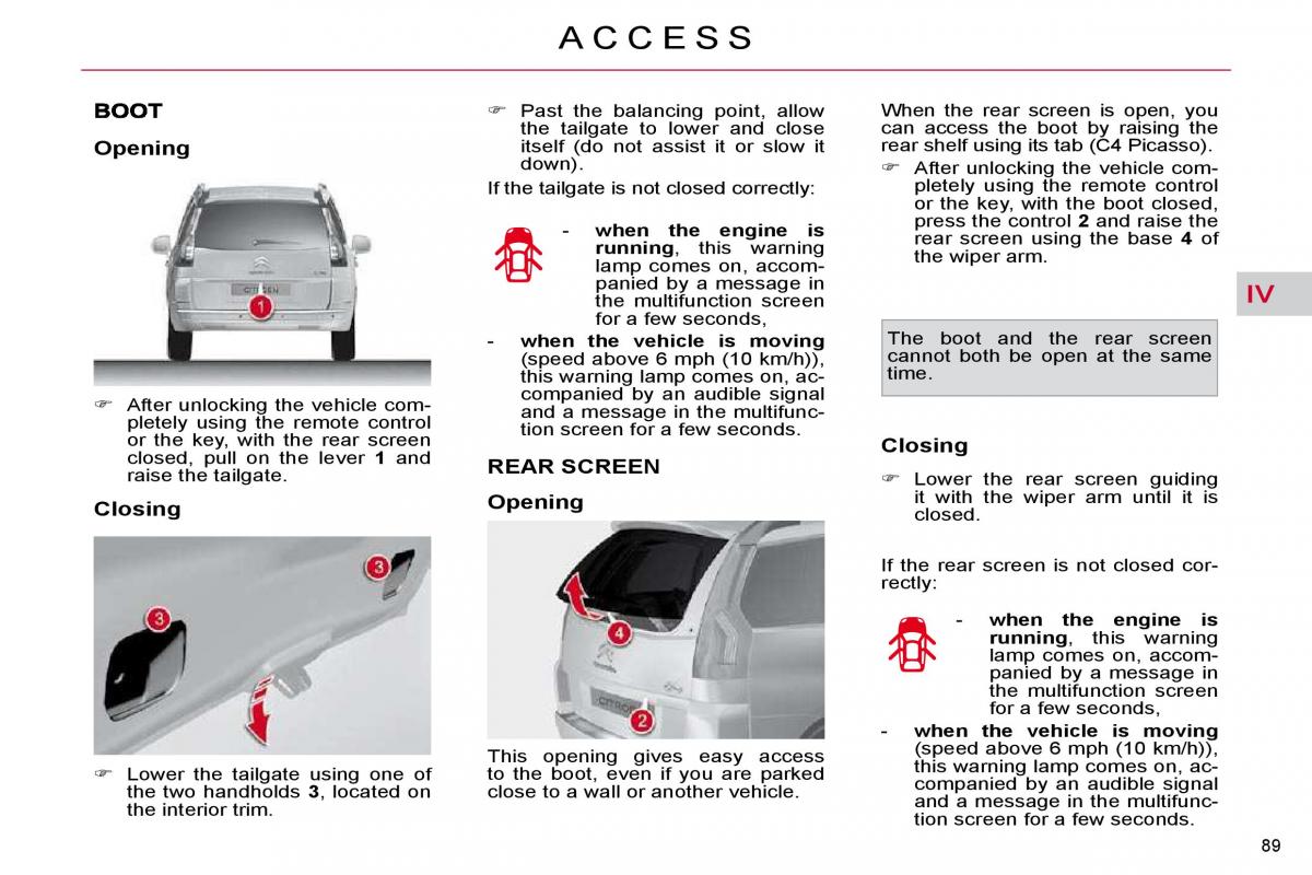 Citroen C4 Picasso I 1 owners manual / page 94