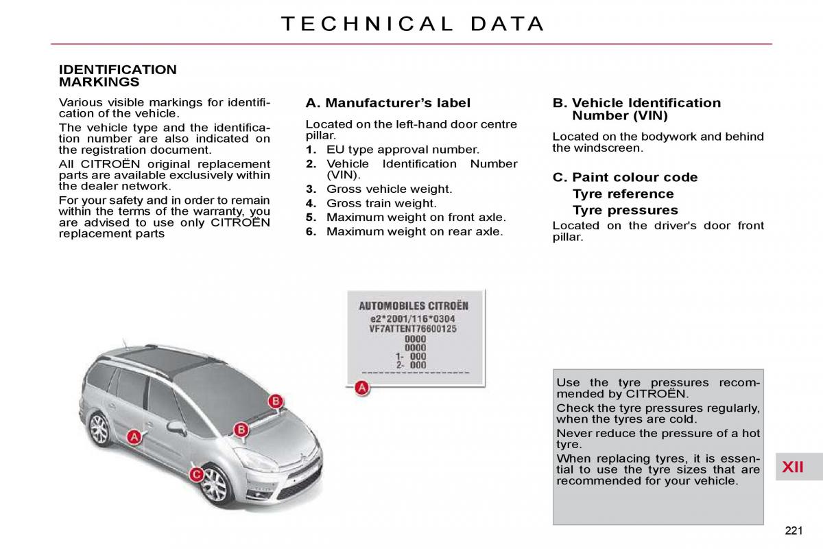 Citroen C4 Picasso I 1 owners manual / page 250