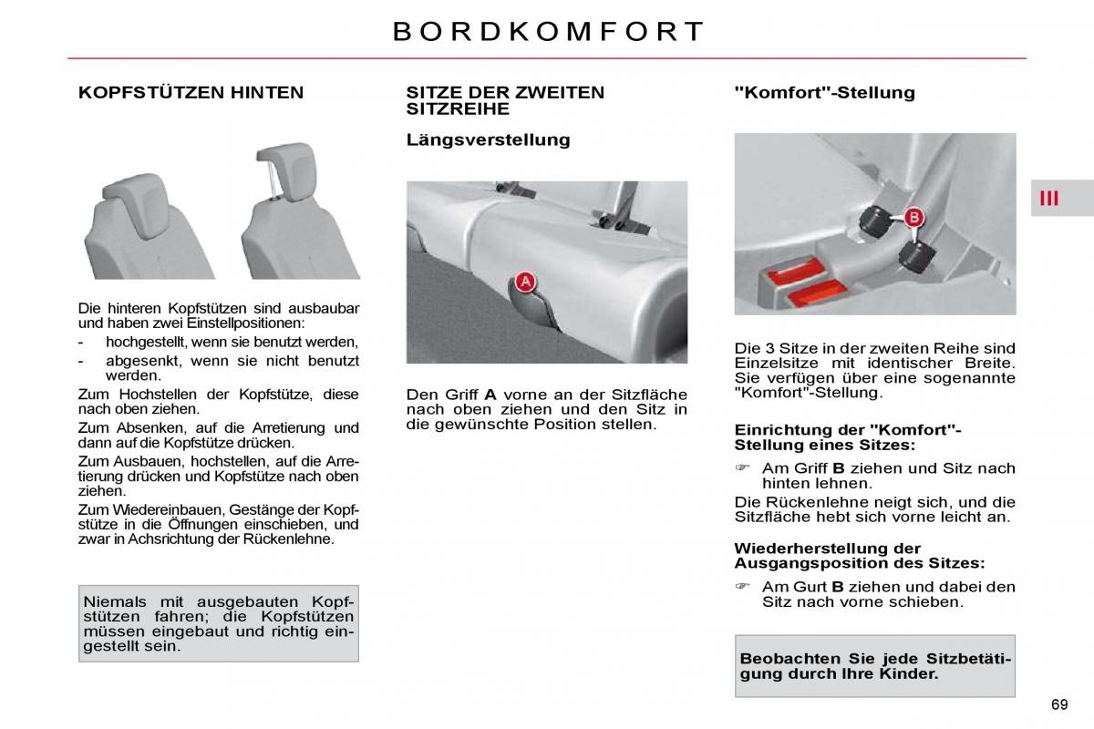 Citroen C4 Picasso I 1 owners manual Handbuch / page 69