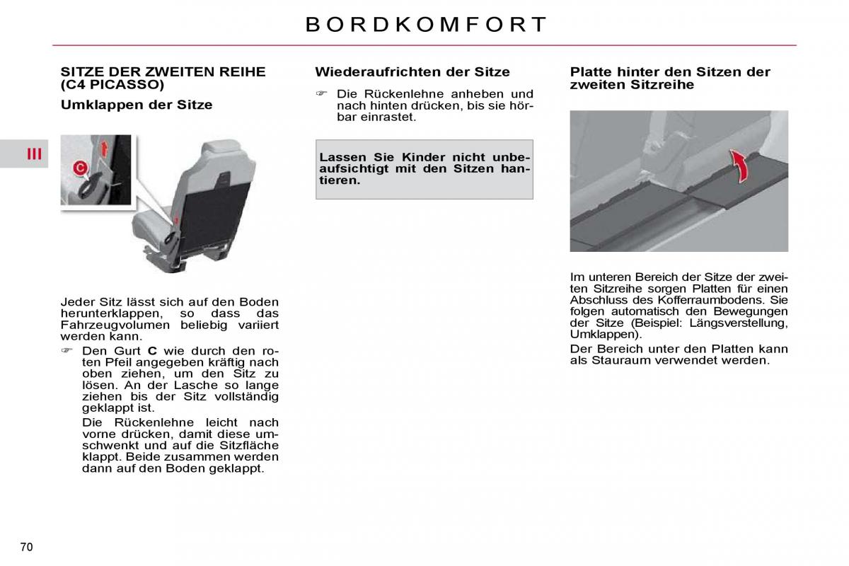 Citroen C4 Picasso I 1 owners manual Handbuch / page 71