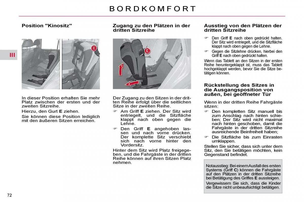 Citroen C4 Picasso I 1 owners manual Handbuch / page 73