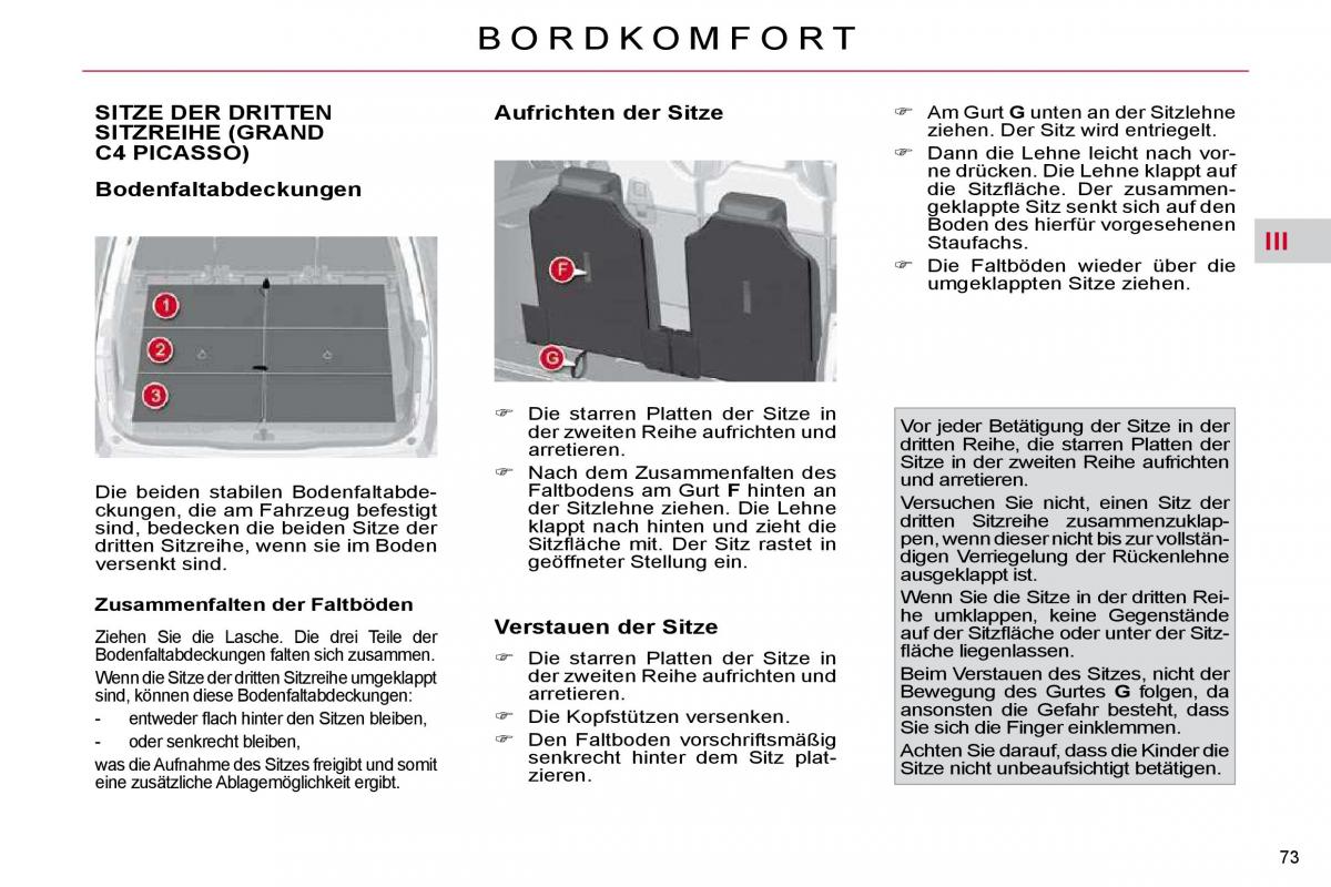 Citroen C4 Picasso I 1 owners manual Handbuch / page 74