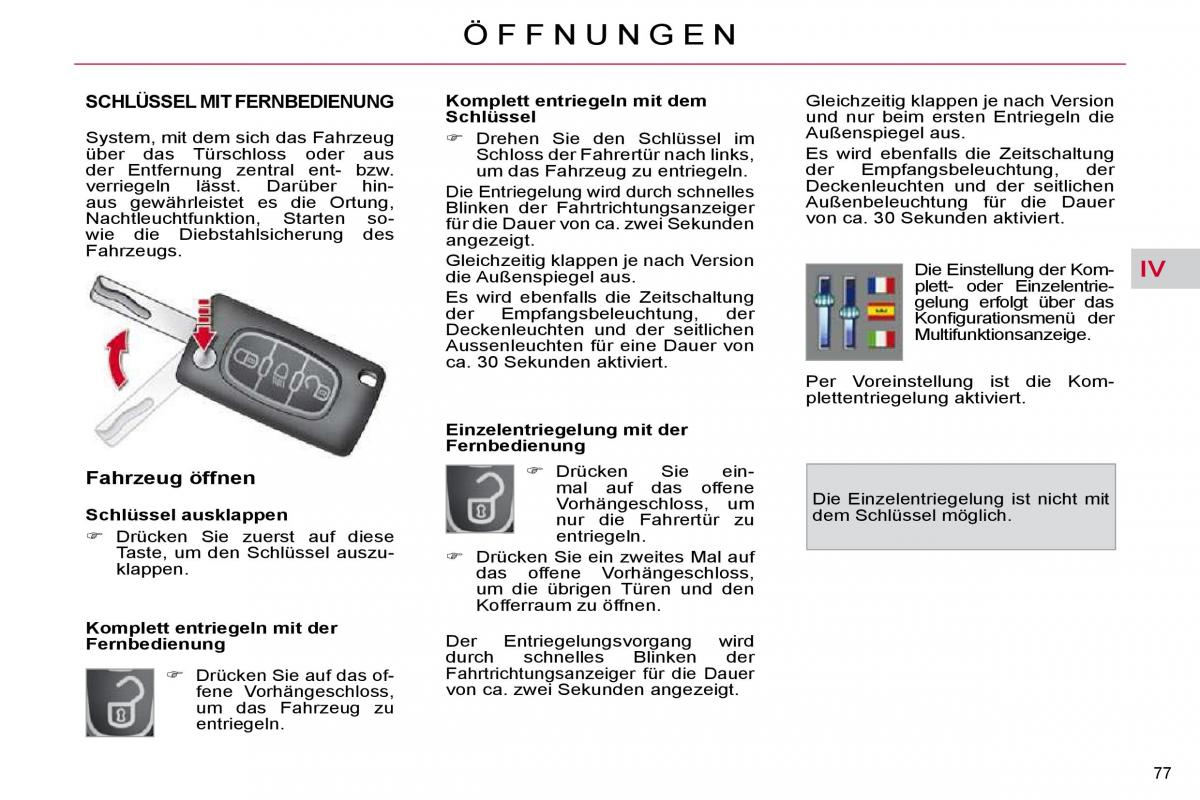 Citroen C4 Picasso I 1 owners manual Handbuch / page 78