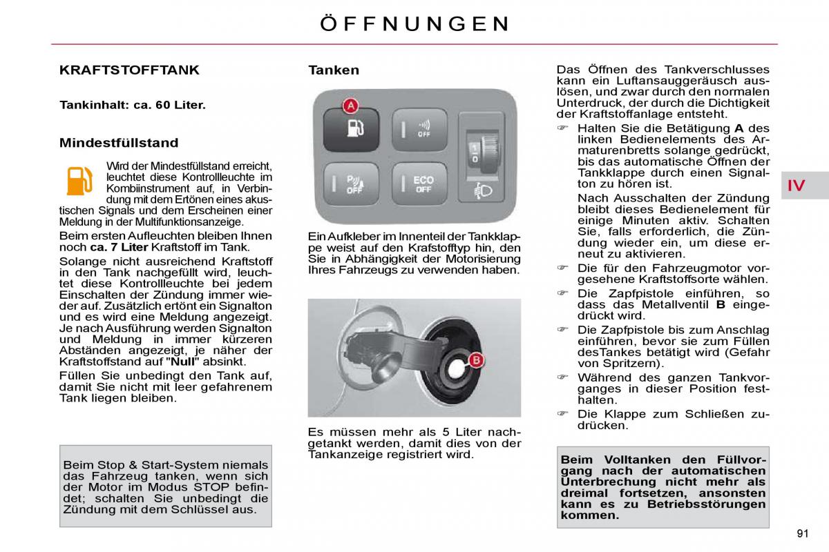 Citroen C4 Picasso I 1 owners manual Handbuch / page 97