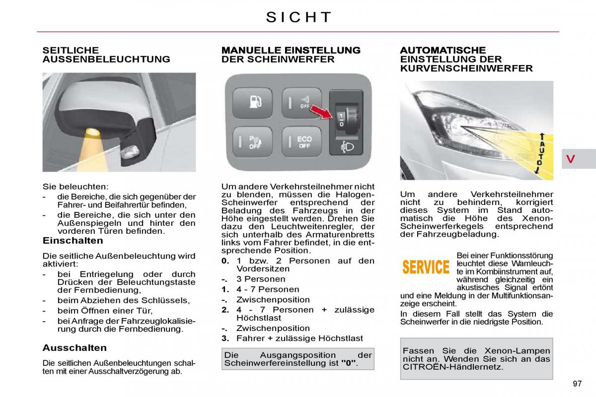 Citroen C4 Picasso I 1 owners manual Handbuch / page 103