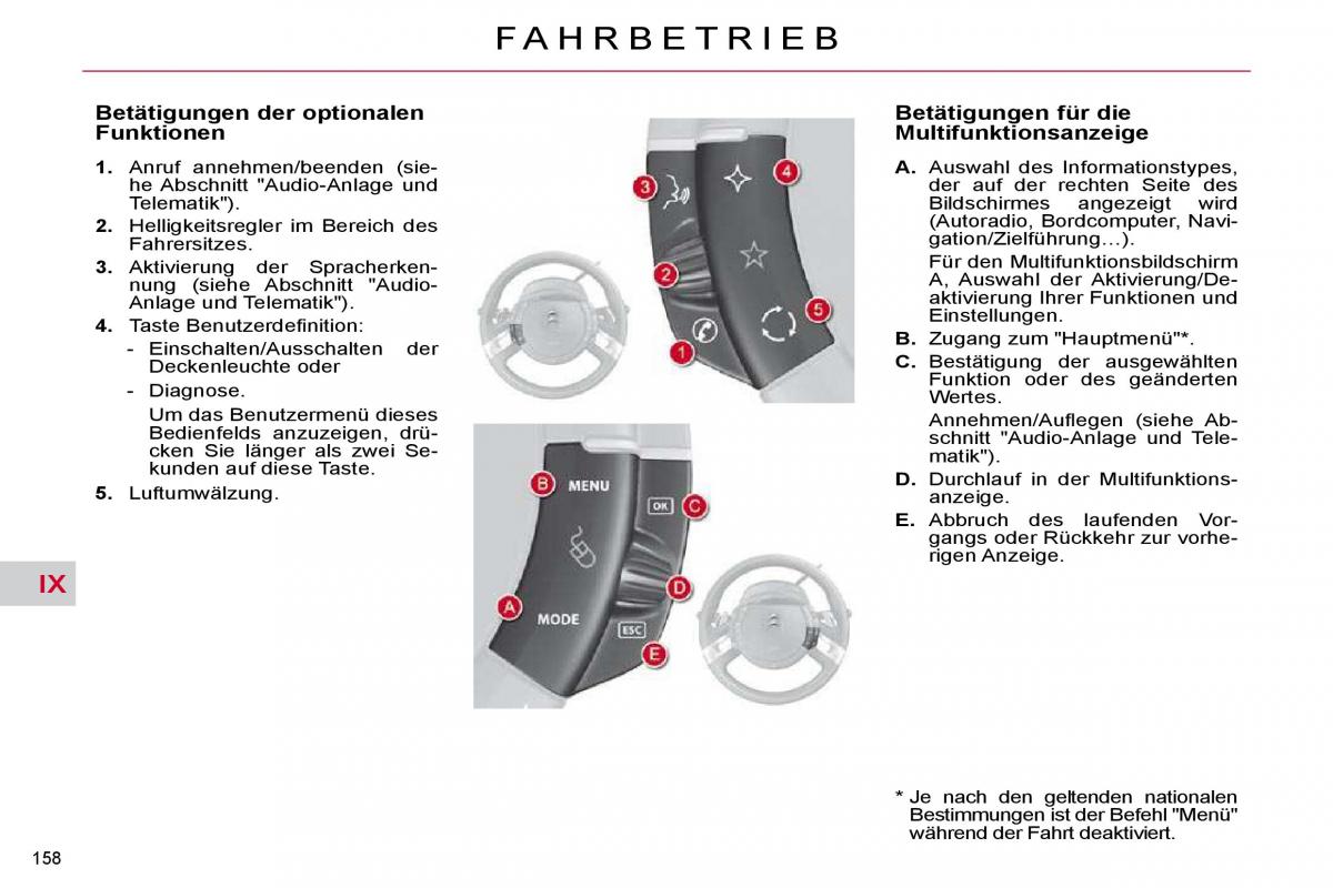 Citroen C4 Picasso I 1 owners manual Handbuch / page 184