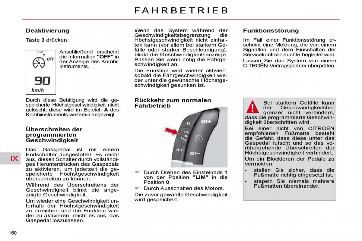 Citroen C4 Picasso I 1 owners manual Handbuch / page 186