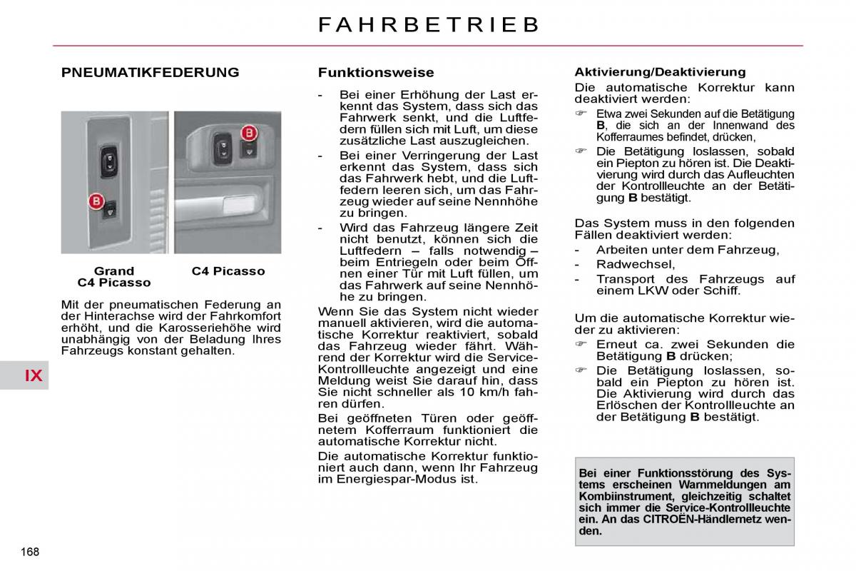 Citroen C4 Picasso I 1 owners manual Handbuch / page 194