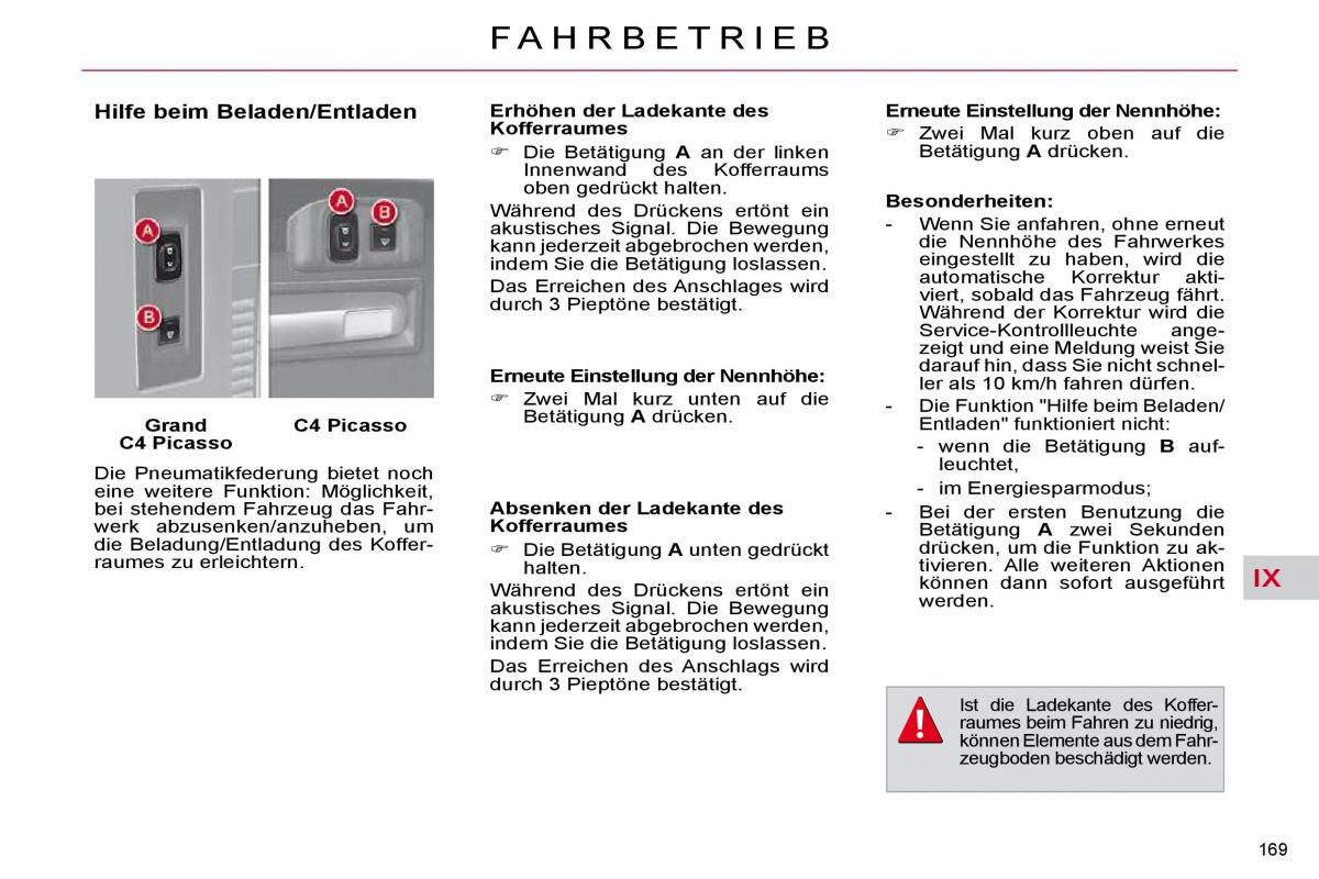 Citroen C4 Picasso I 1 owners manual Handbuch / page 195