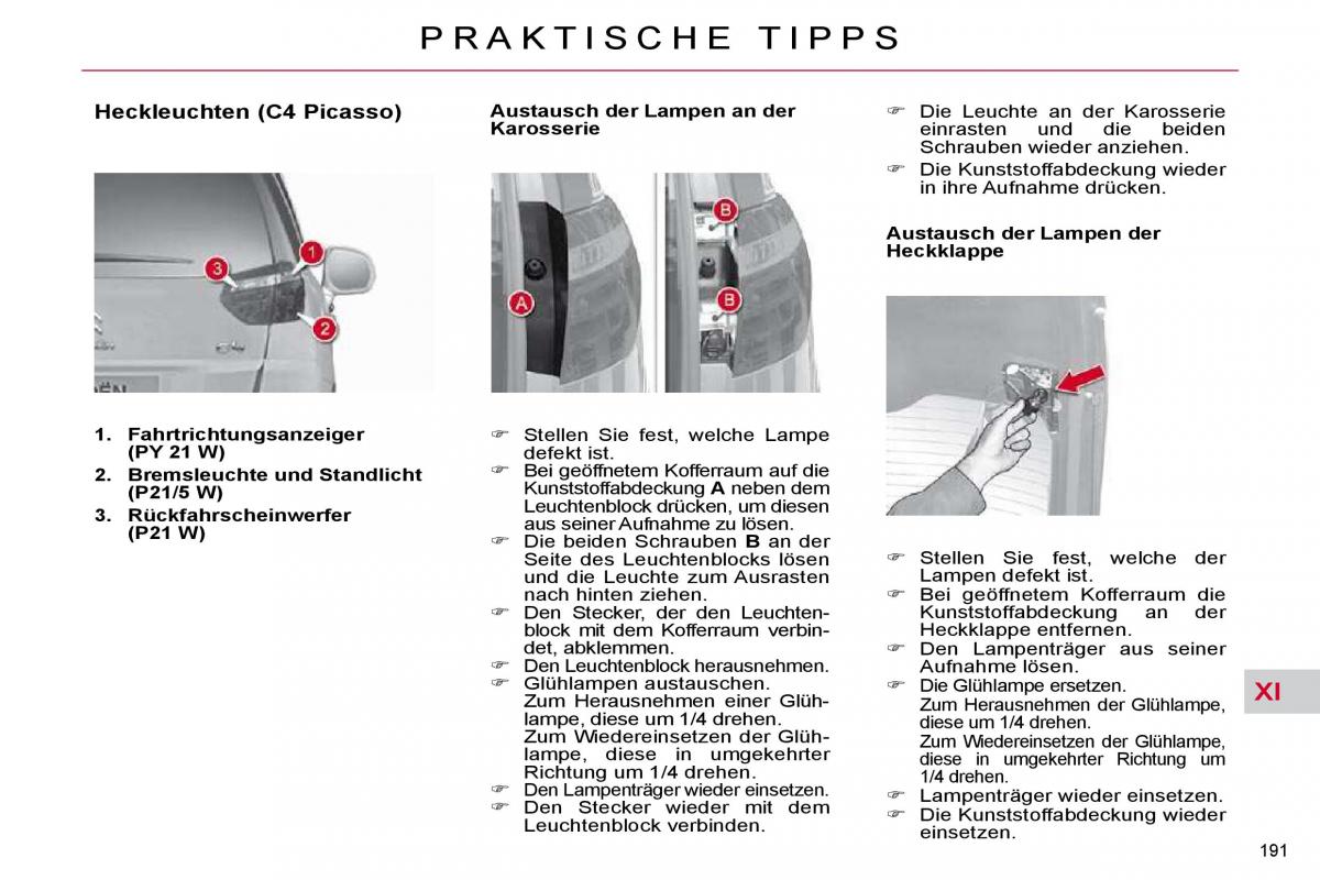 Citroen C4 Picasso I 1 owners manual Handbuch / page 217