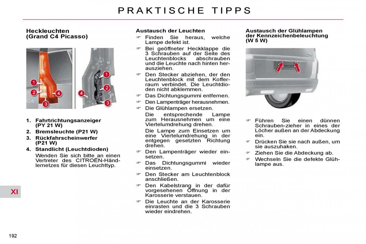 Citroen C4 Picasso I 1 owners manual Handbuch / page 218