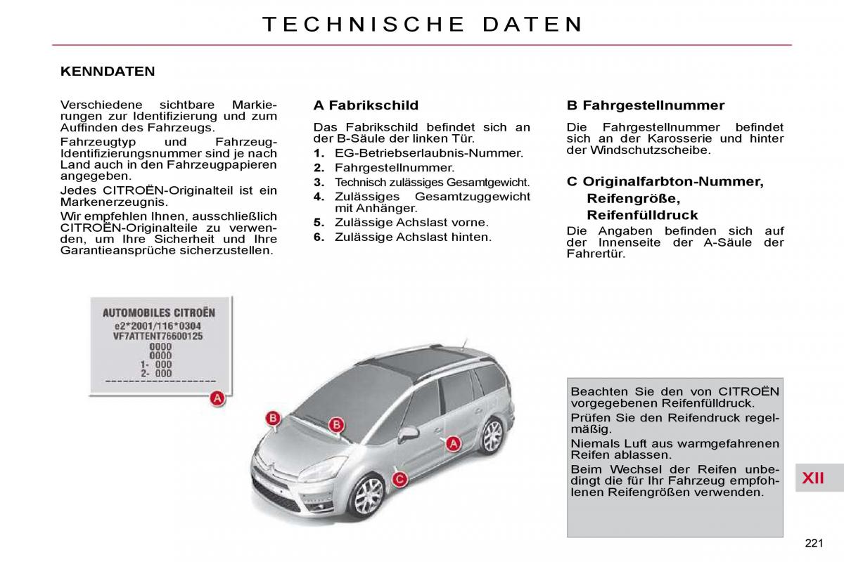 Citroen C4 Picasso I 1 owners manual Handbuch / page 250