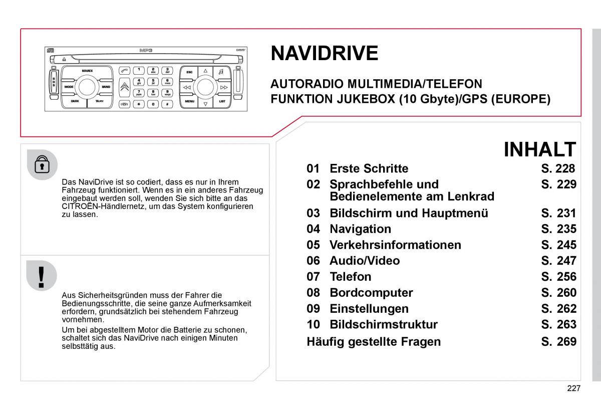 Citroen C4 Picasso I 1 owners manual Handbuch / page 253