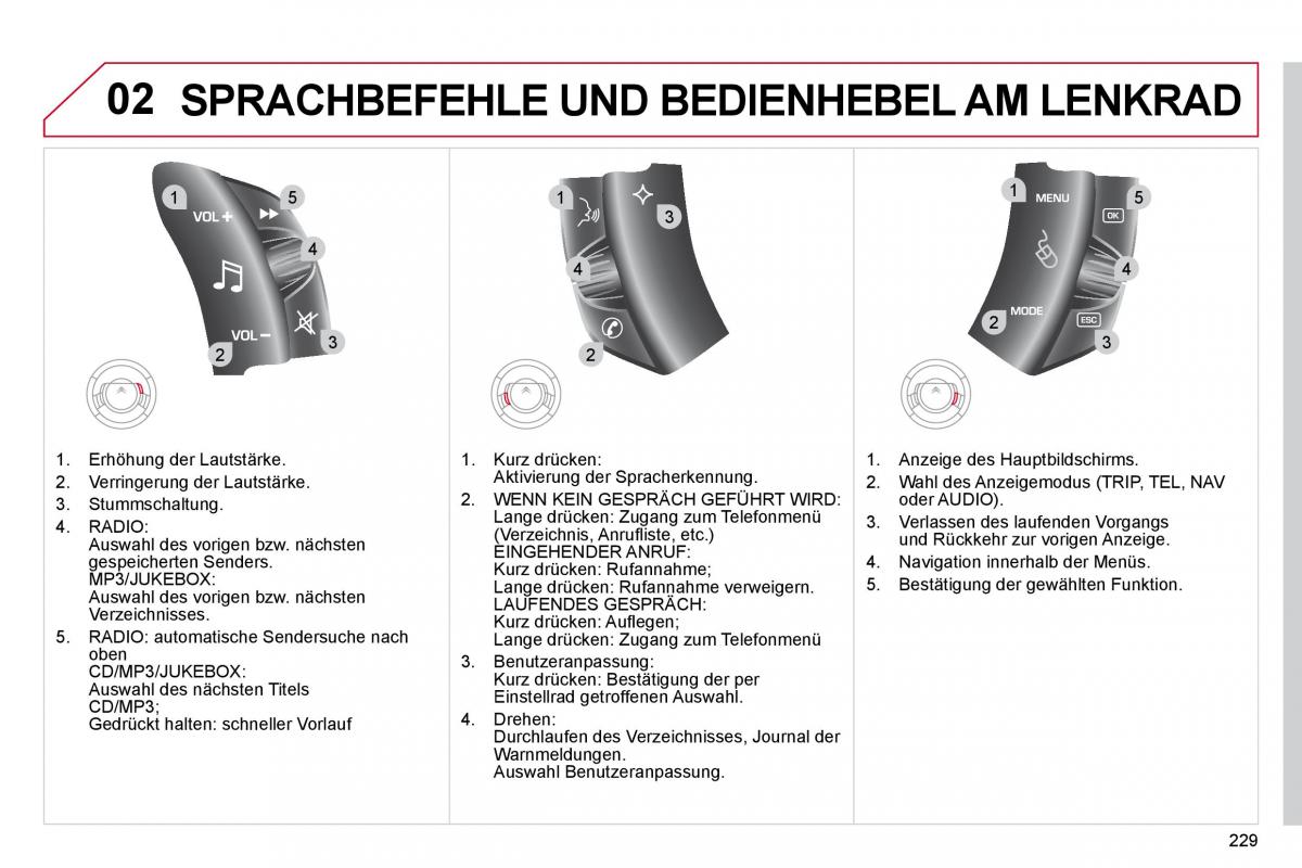 Citroen C4 Picasso I 1 owners manual Handbuch / page 255