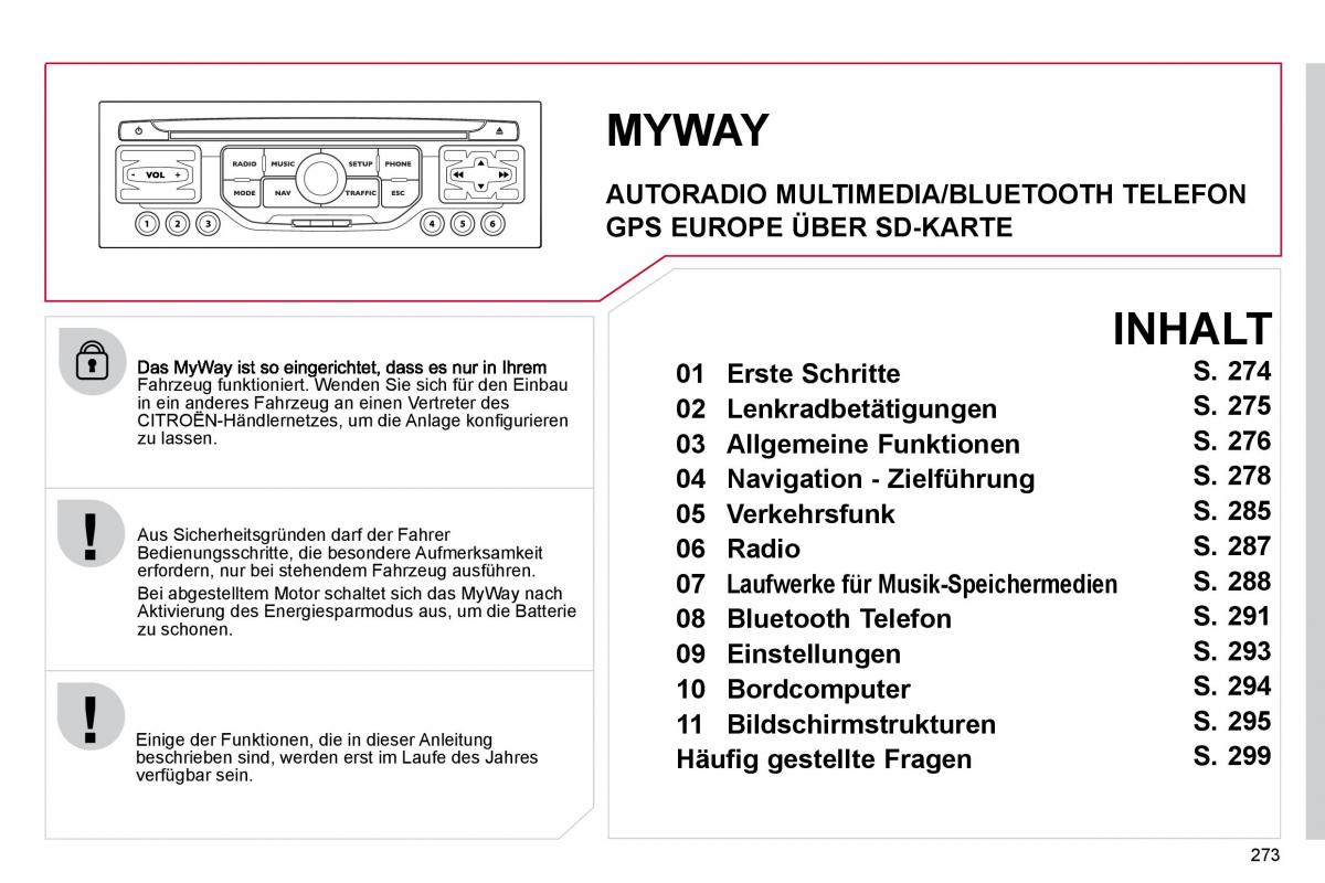 Citroen C4 Picasso I 1 owners manual Handbuch / page 298