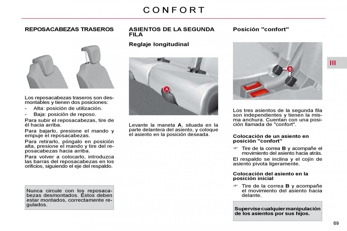 Citroen C4 Picasso I 1 owners manual manual del propietario / page 69