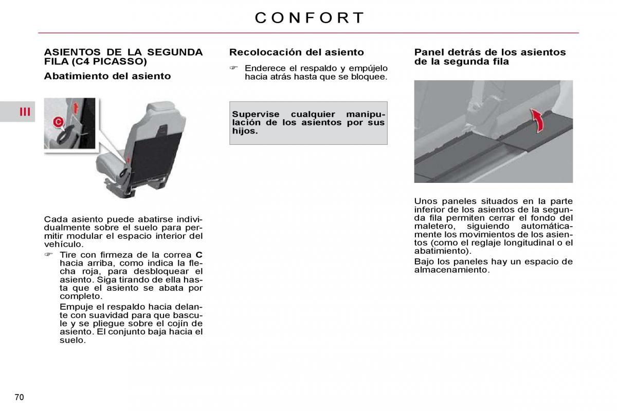 Citroen C4 Picasso I 1 owners manual manual del propietario / page 71