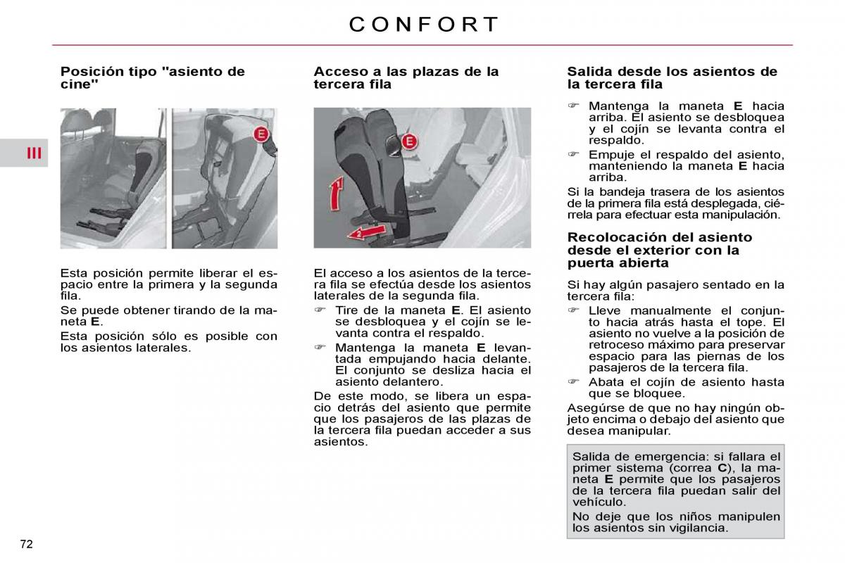 Citroen C4 Picasso I 1 owners manual manual del propietario / page 73