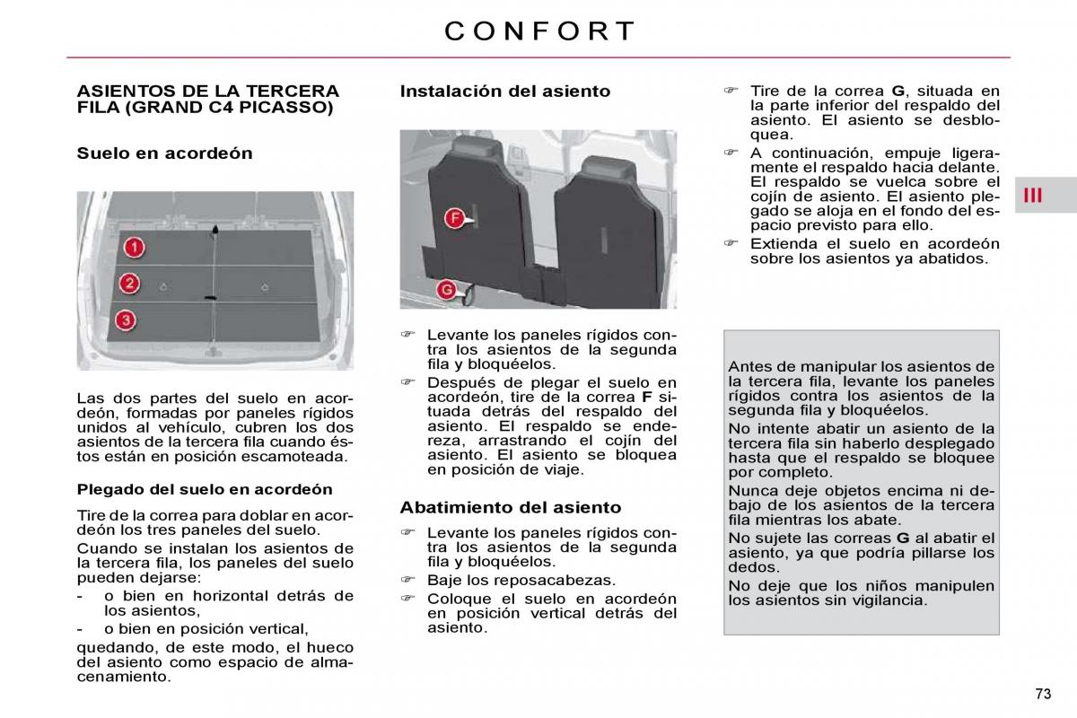 Citroen C4 Picasso I 1 owners manual manual del propietario / page 74