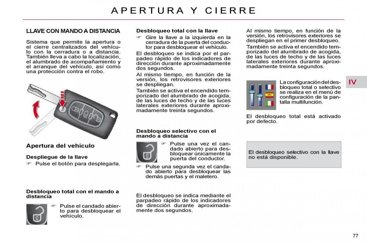 Citroen C4 Picasso I 1 owners manual manual del propietario / page 78