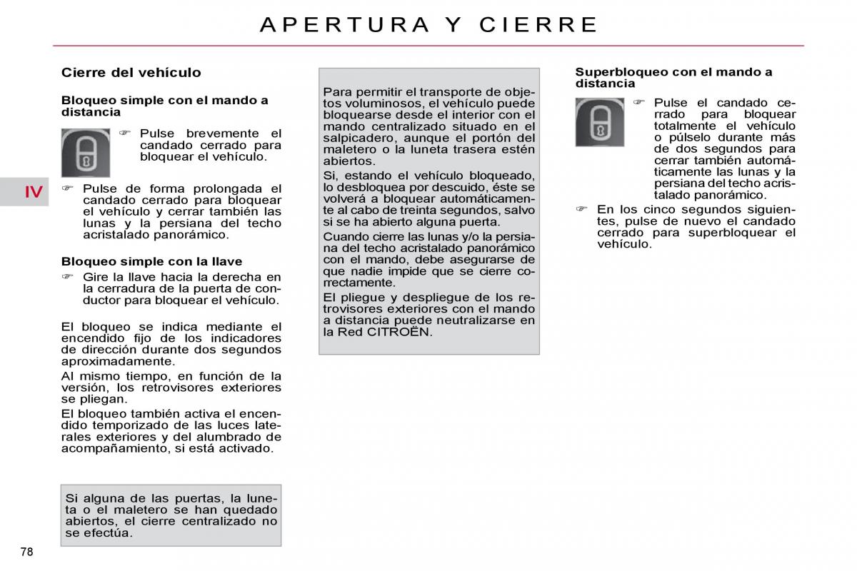 Citroen C4 Picasso I 1 owners manual manual del propietario / page 79