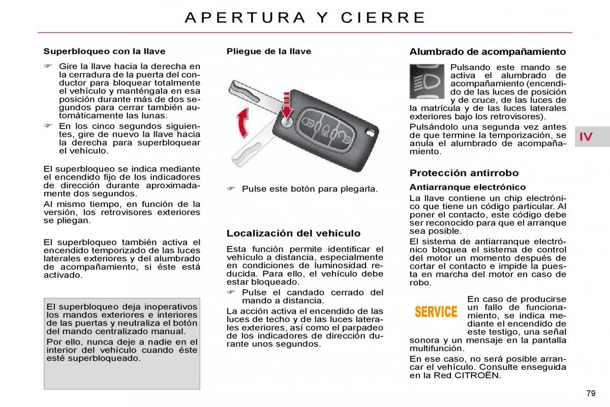 Citroen C4 Picasso I 1 owners manual manual del propietario / page 80