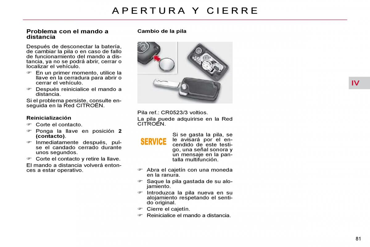 Citroen C4 Picasso I 1 owners manual manual del propietario / page 82