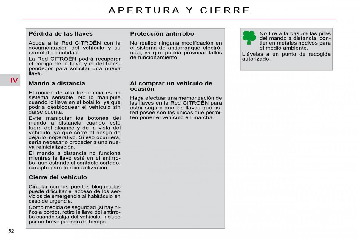 Citroen C4 Picasso I 1 owners manual manual del propietario / page 83