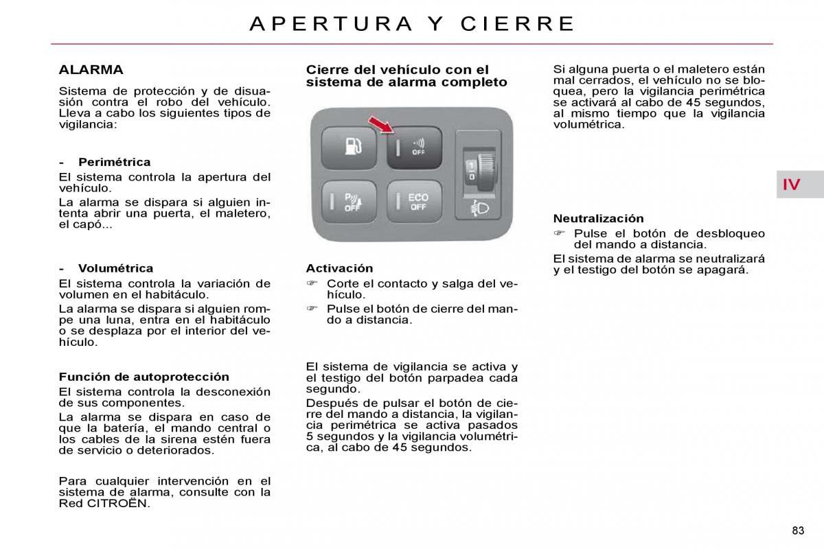 Citroen C4 Picasso I 1 owners manual manual del propietario / page 88