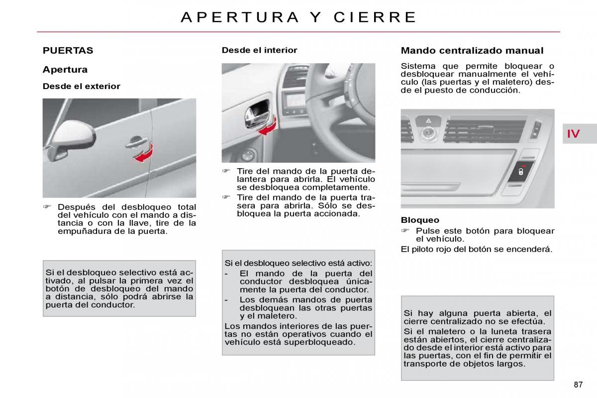 Citroen C4 Picasso I 1 owners manual manual del propietario / page 92