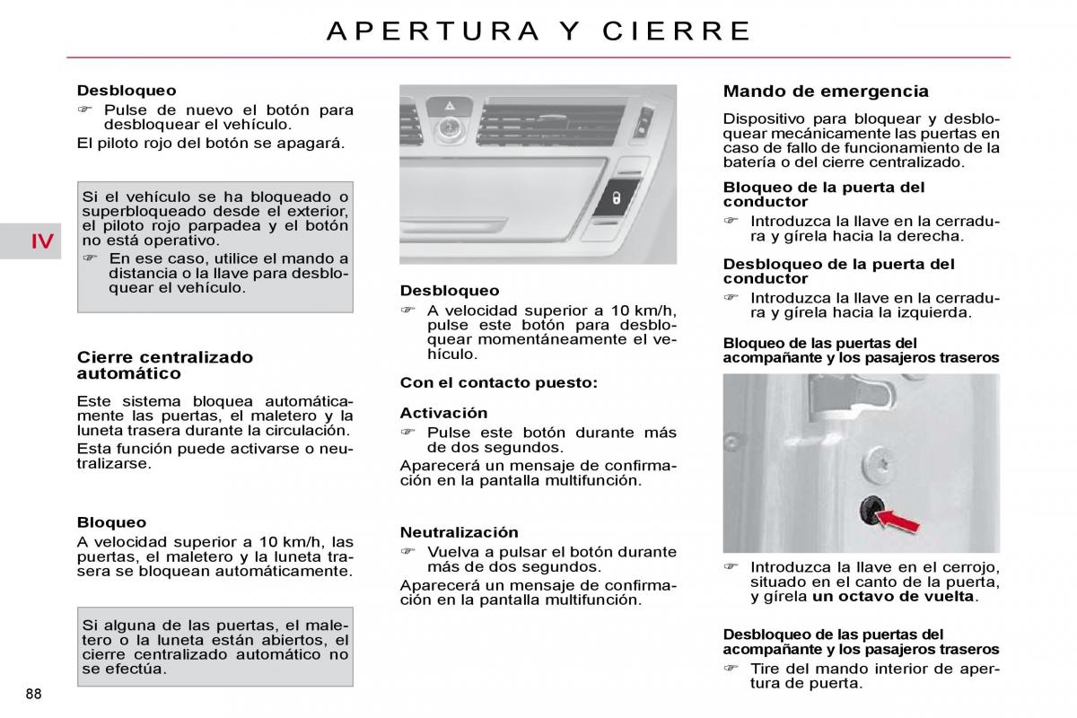 Citroen C4 Picasso I 1 owners manual manual del propietario / page 93