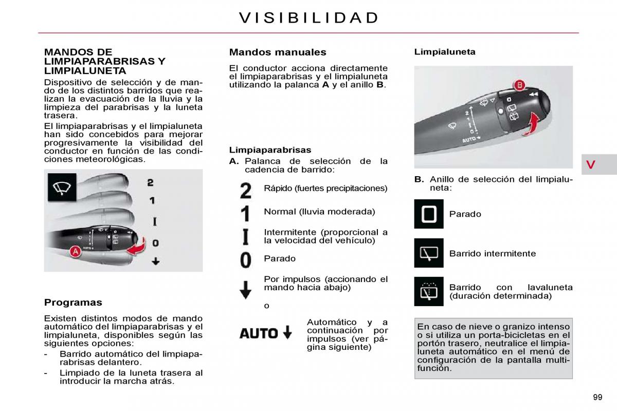 Citroen C4 Picasso I 1 owners manual manual del propietario / page 108