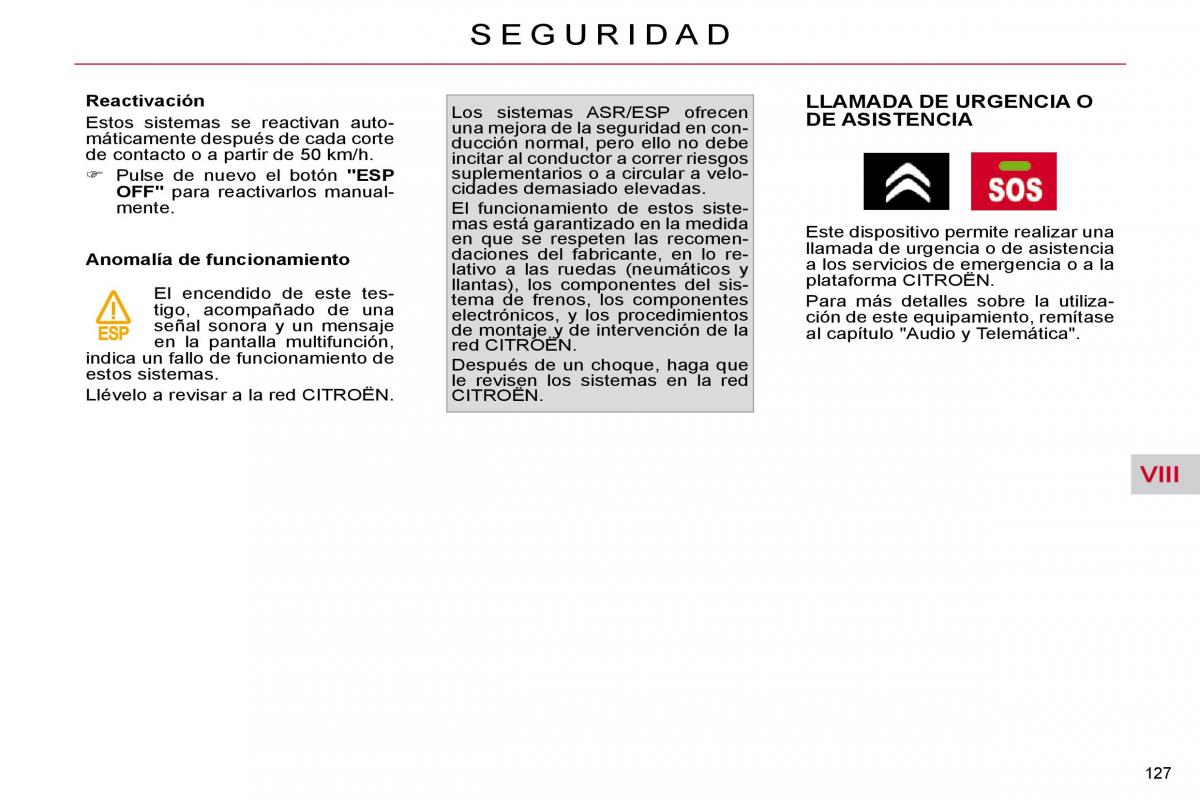 Citroen C4 Picasso I 1 owners manual manual del propietario / page 152