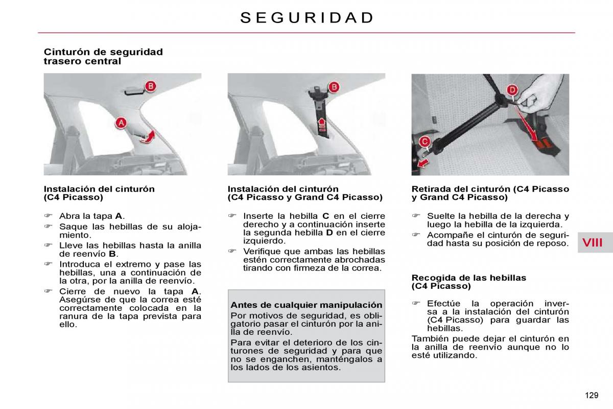 Citroen C4 Picasso I 1 owners manual manual del propietario / page 154