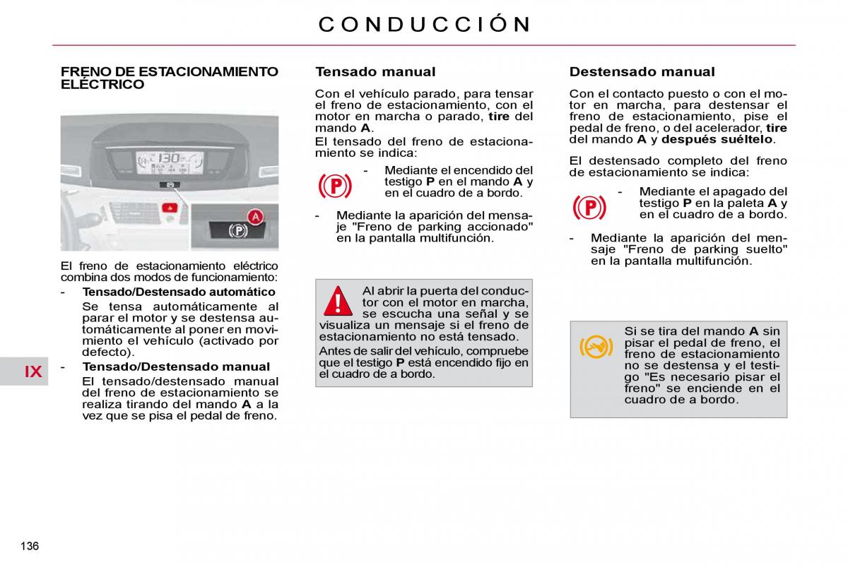 Citroen C4 Picasso I 1 owners manual manual del propietario / page 162