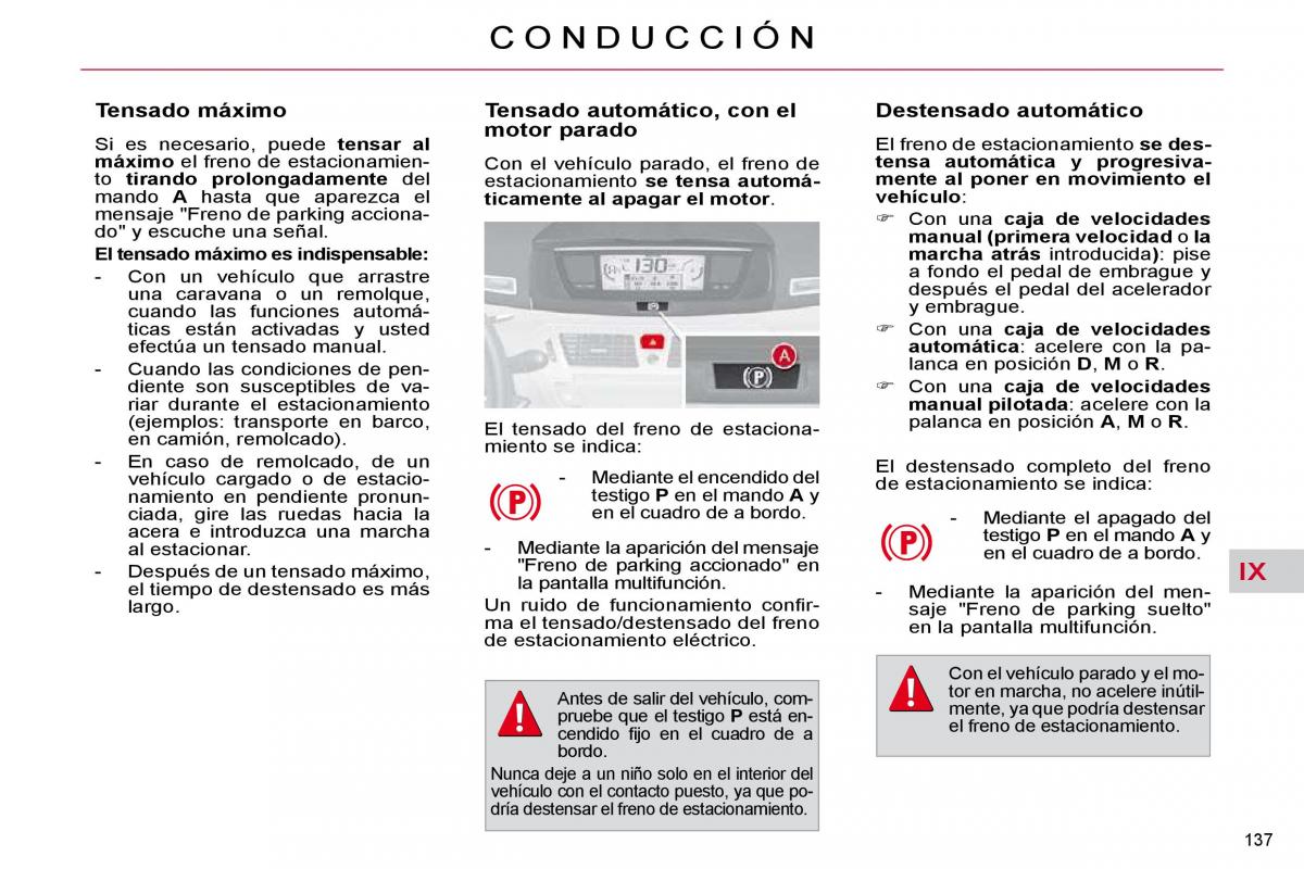 Citroen C4 Picasso I 1 owners manual manual del propietario / page 163