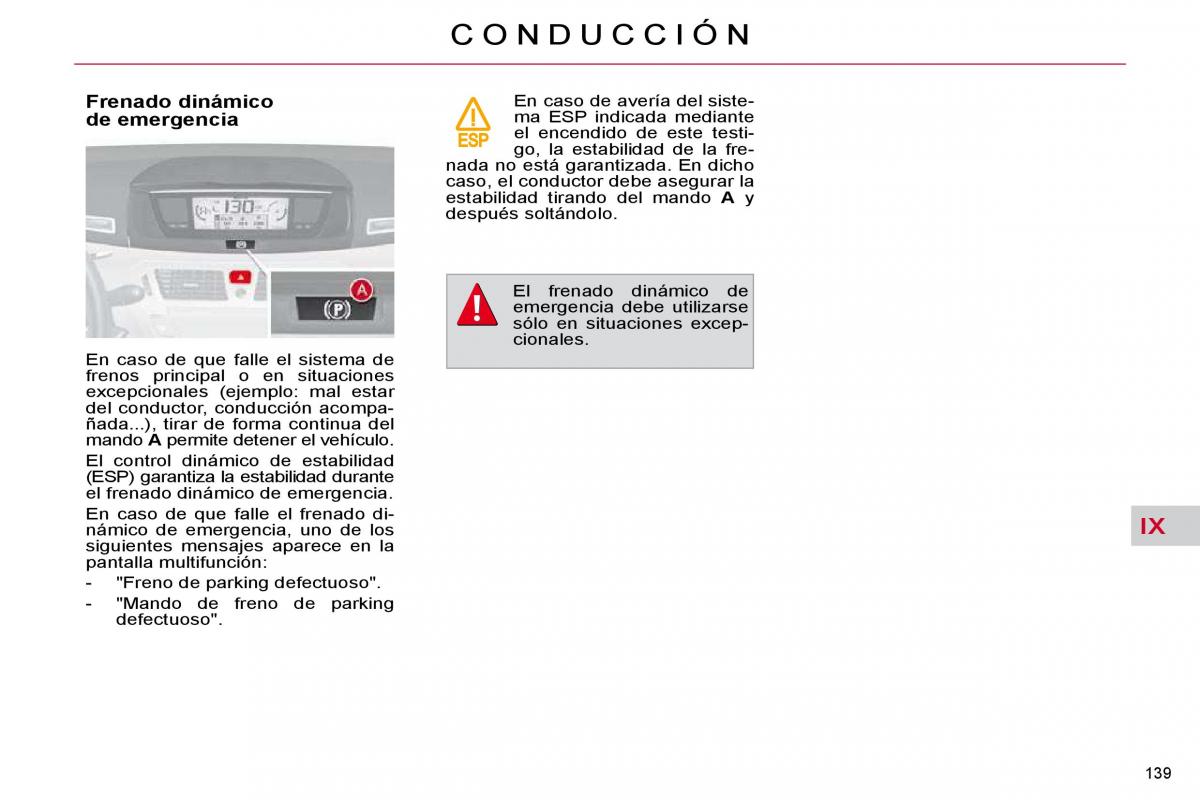 Citroen C4 Picasso I 1 owners manual manual del propietario / page 165