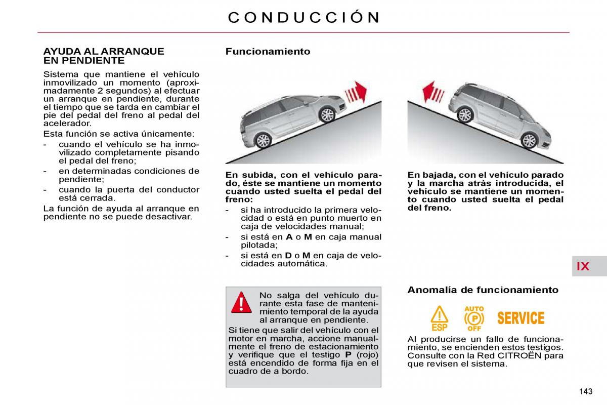 Citroen C4 Picasso I 1 owners manual manual del propietario / page 169