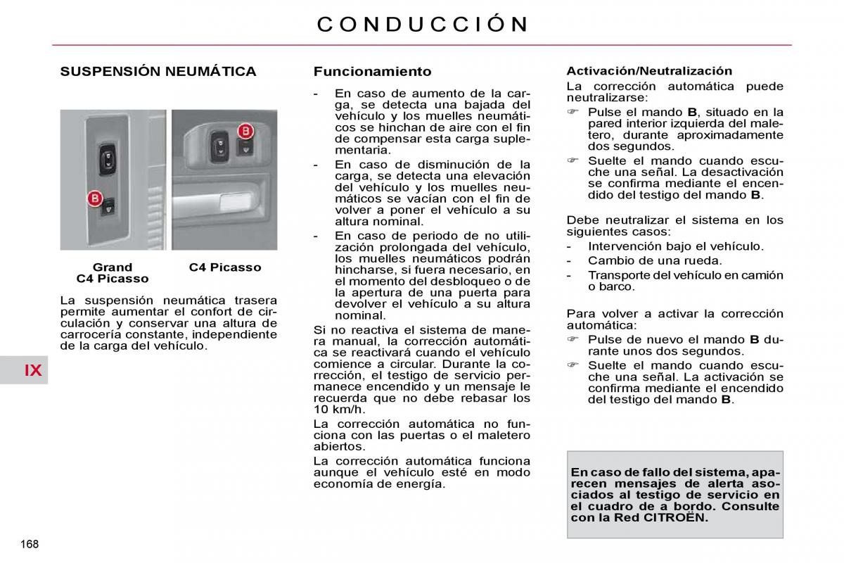 Citroen C4 Picasso I 1 owners manual manual del propietario / page 194