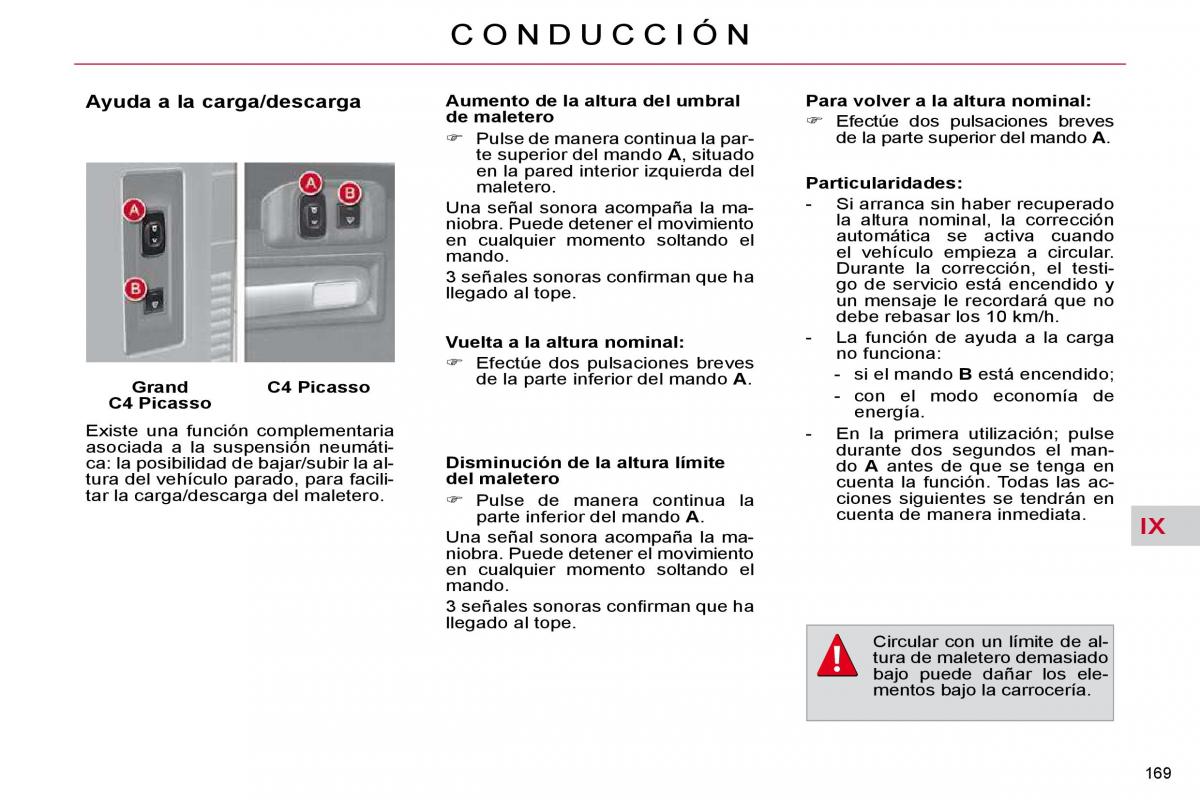 Citroen C4 Picasso I 1 owners manual manual del propietario / page 195