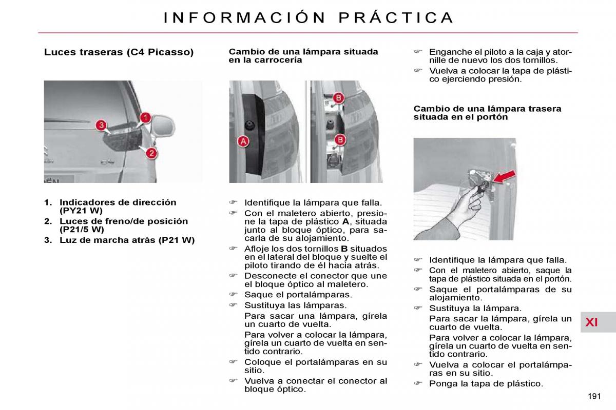 Citroen C4 Picasso I 1 owners manual manual del propietario / page 217