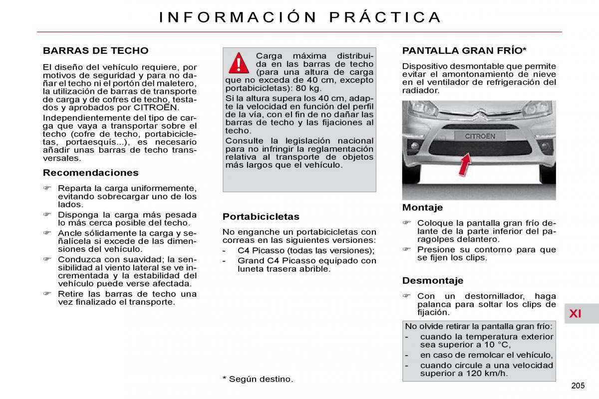 Citroen C4 Picasso I 1 owners manual manual del propietario / page 234