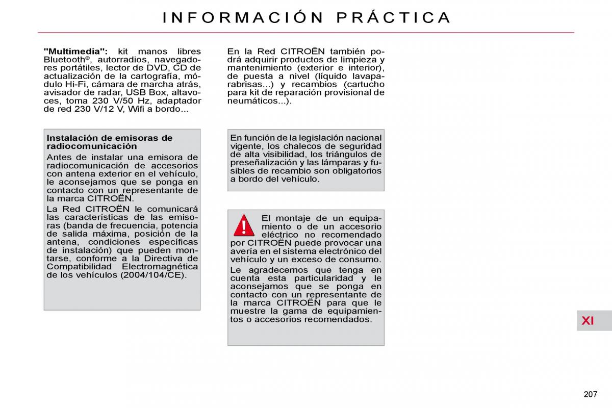 Citroen C4 Picasso I 1 owners manual manual del propietario / page 236