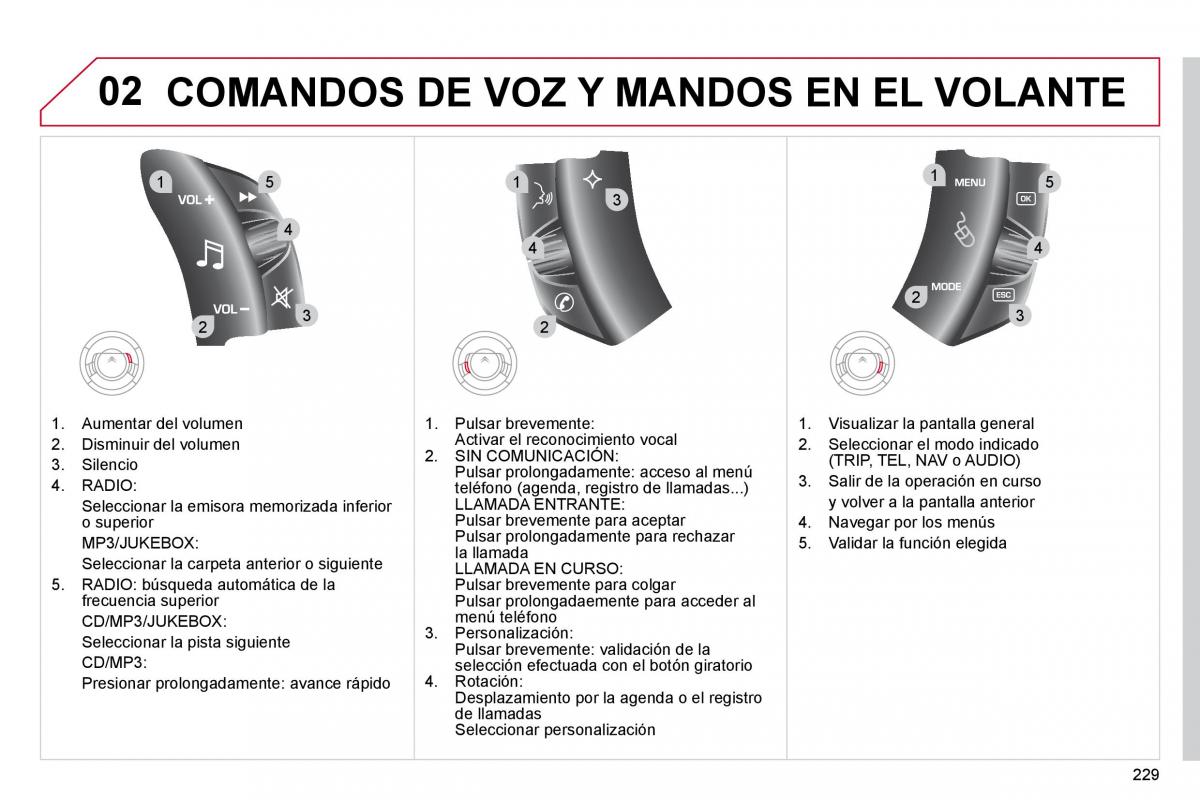 Citroen C4 Picasso I 1 owners manual manual del propietario / page 255