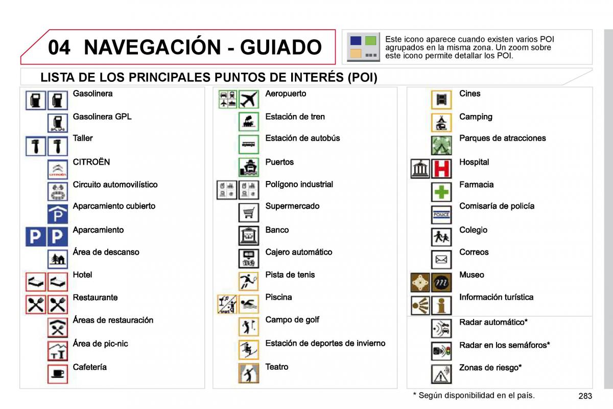 Citroen C4 Picasso I 1 owners manual manual del propietario / page 308