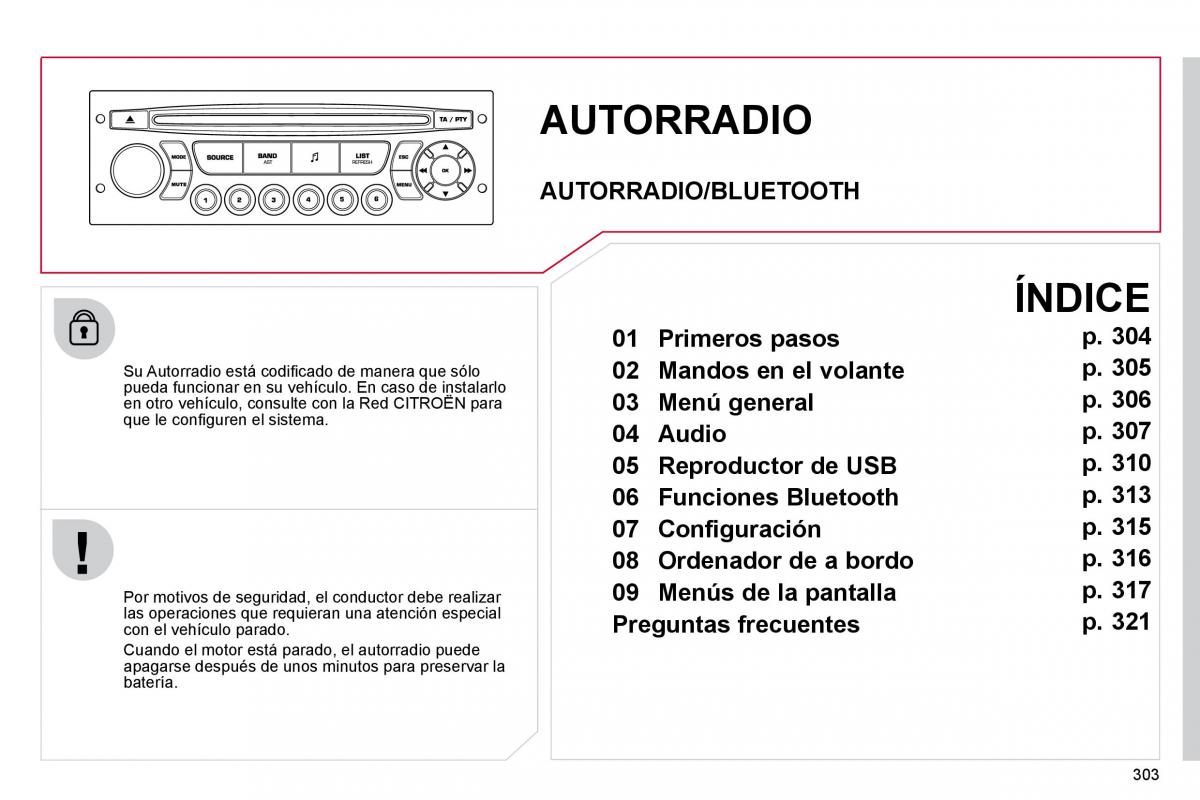 Citroen C4 Picasso I 1 owners manual manual del propietario / page 328