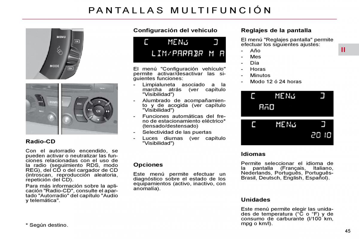Citroen C4 Picasso I 1 owners manual manual del propietario / page 42