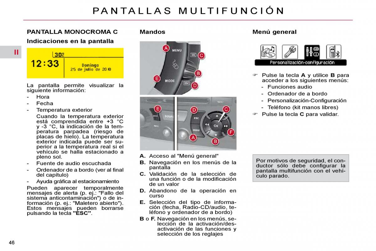 Citroen C4 Picasso I 1 owners manual manual del propietario / page 43