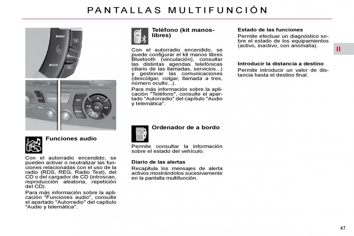 Citroen C4 Picasso I 1 owners manual manual del propietario / page 44