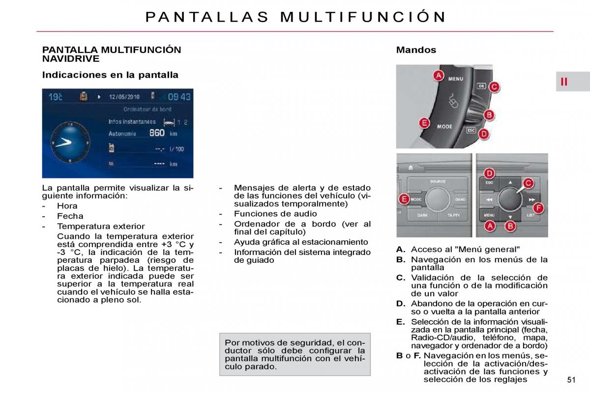 Citroen C4 Picasso I 1 owners manual manual del propietario / page 48